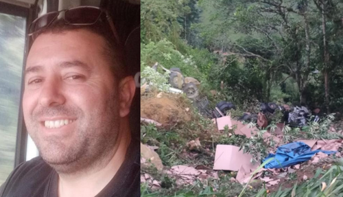 Motorista morre após caminhão capotar em ribanceira na BR-280, entre São Bento do Sul e Corupá
