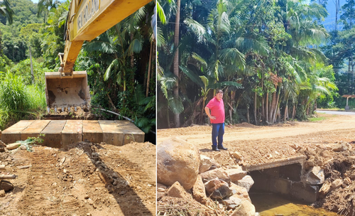 Ponte de madeira é substituída por galerias de concreto no bairro Itoupava-açú, em Schroeder