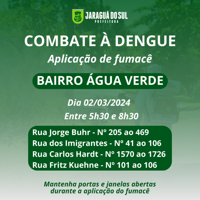 Definidas as ruas do bairro Água Verde onde será aplicado o fumacê