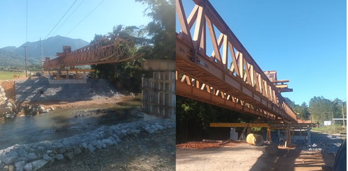 Interditado o acesso na ponte provisória entre Schroeder e Jaraguá do Sul