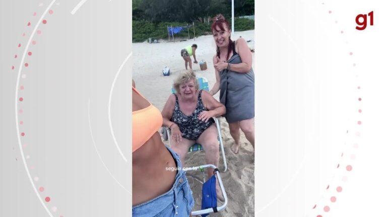 Avó argentina prova caipirinha pela 1ª vez em praia de Florianópolis, tem crise de riso e vídeo viraliza