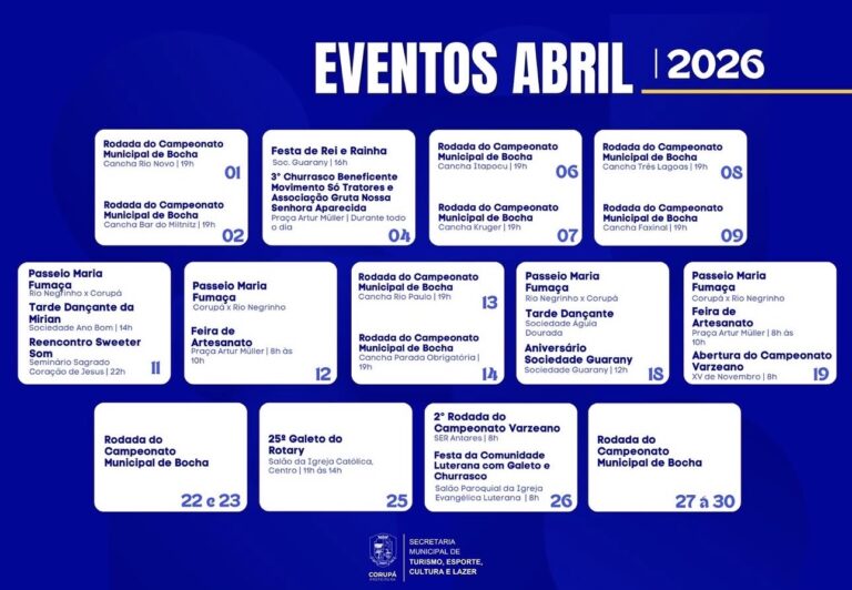 Eventos no mês de Abril em Corupá
