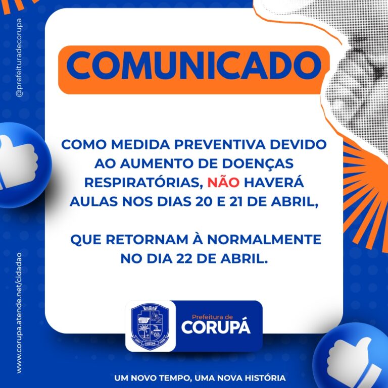 PREFEITURA DE CORUPÁ MANTÉM EXPEDIENTE NORMAL NO DIA 20