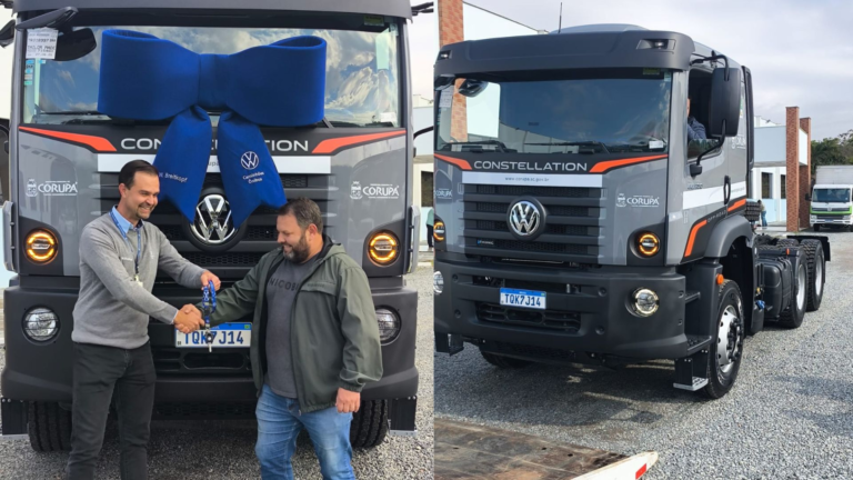 PREFEITURA DE CORUPÁ RECEBE CAMINHÃO PARA TRANSPORTE DE MÁQUINAS PESADAS