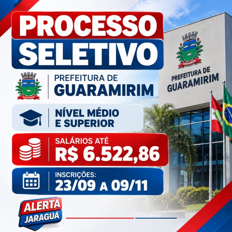 A Prefeitura Municipal de Guaramirim, em Santa Catarina, lançou um Processo Seletivo para contratação temporária de profissionais de nível médio e superior.